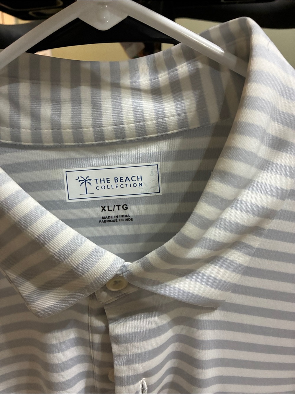 Men’s Light Grqy & White Striped Polo